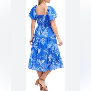 Francesca's Collections Blue and White Floral Midi Dress